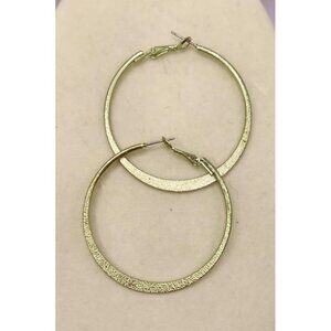 Large Gold Tone Hoop Earrings With Sandy Texture